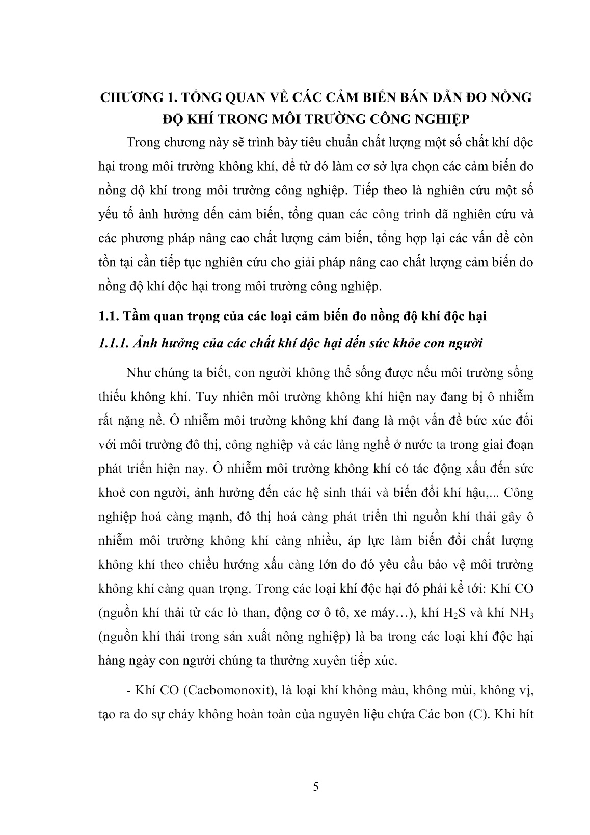 Luận án Nghiên cứu nâng cao chất lượng đo nồng độ khí độc hại trong môi trường công nghiệp dùng mạng nơ-ron trang 5