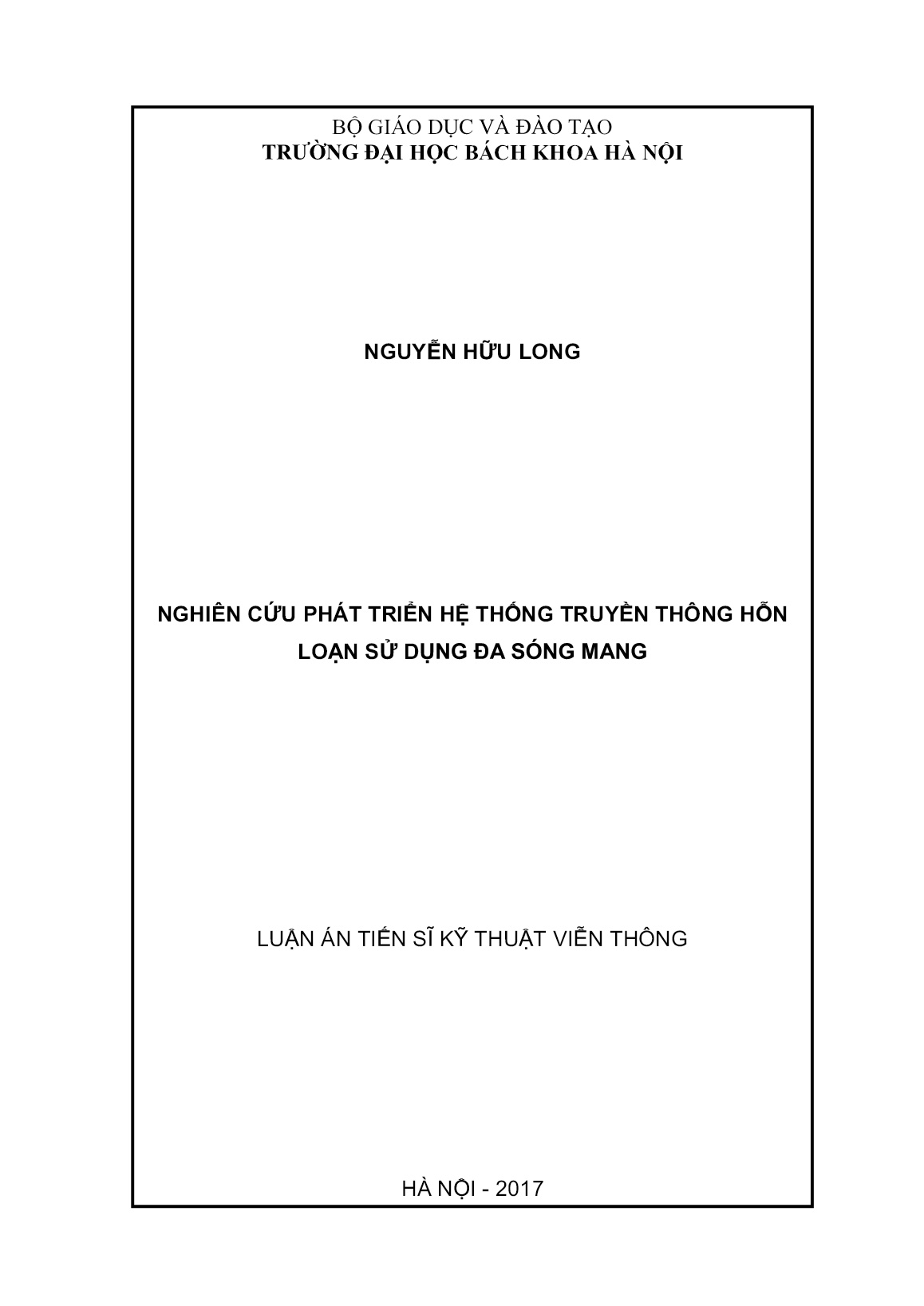 Luận án Nghiên cứu phát triển hệ thống truyền thông hỗn loạn sử dụng đa sóng mang trang 1