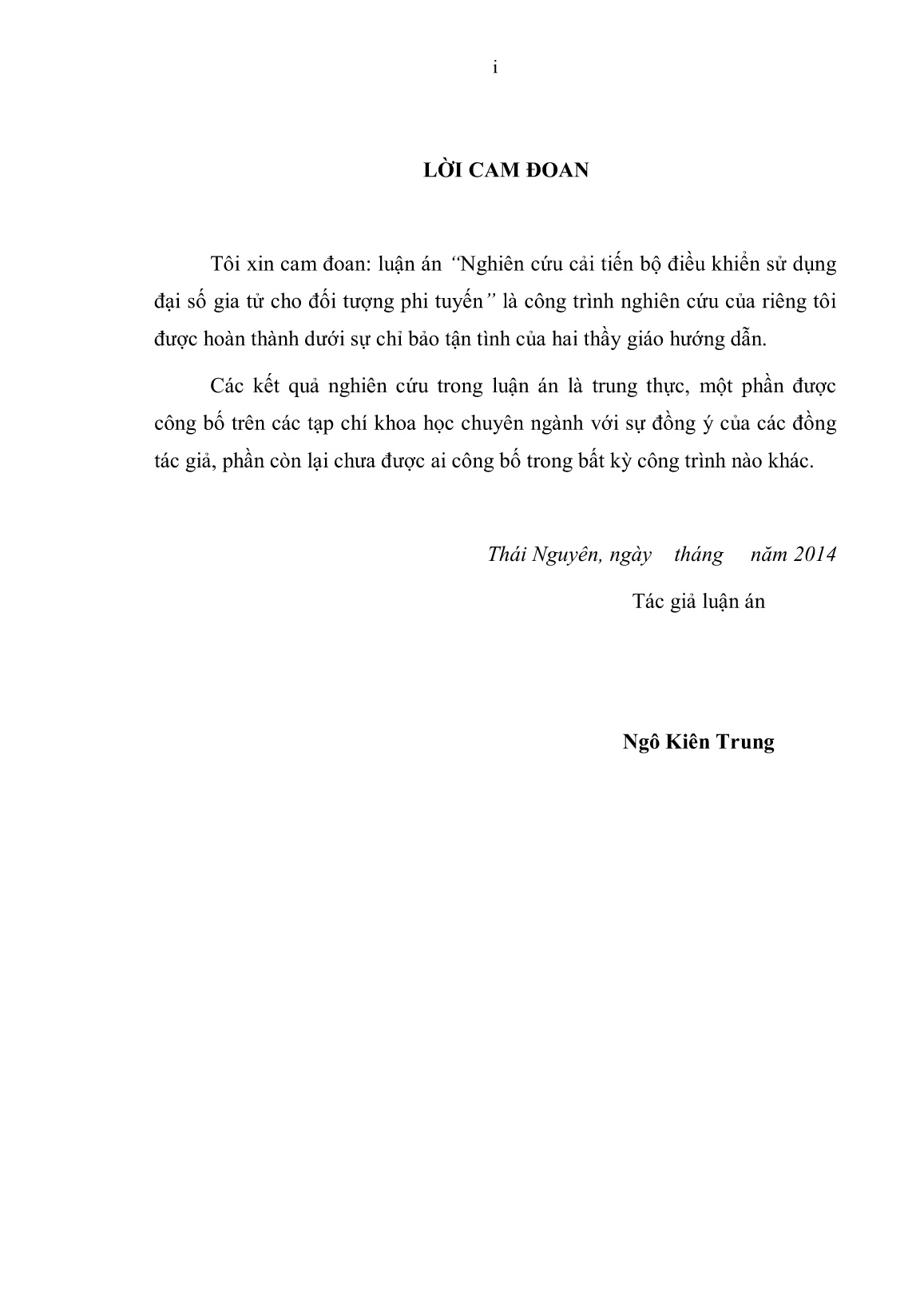 Luận án Nghiên cứu cải tiến bộ điều khiển sử dụng đại số gia tử cho đối tượng phi tuyến trang 3