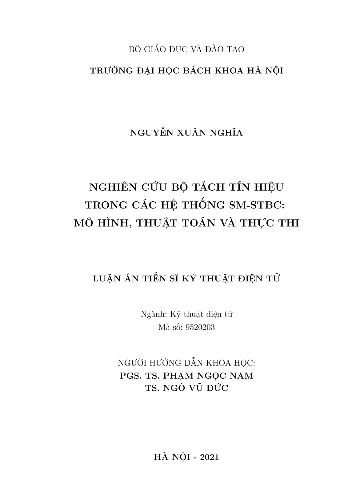 Luận án Nghiên cứu bộ tách tín hiệu trong các hệ thống SM-STBC: Mô hình, thuật toán và thực thi trang 2