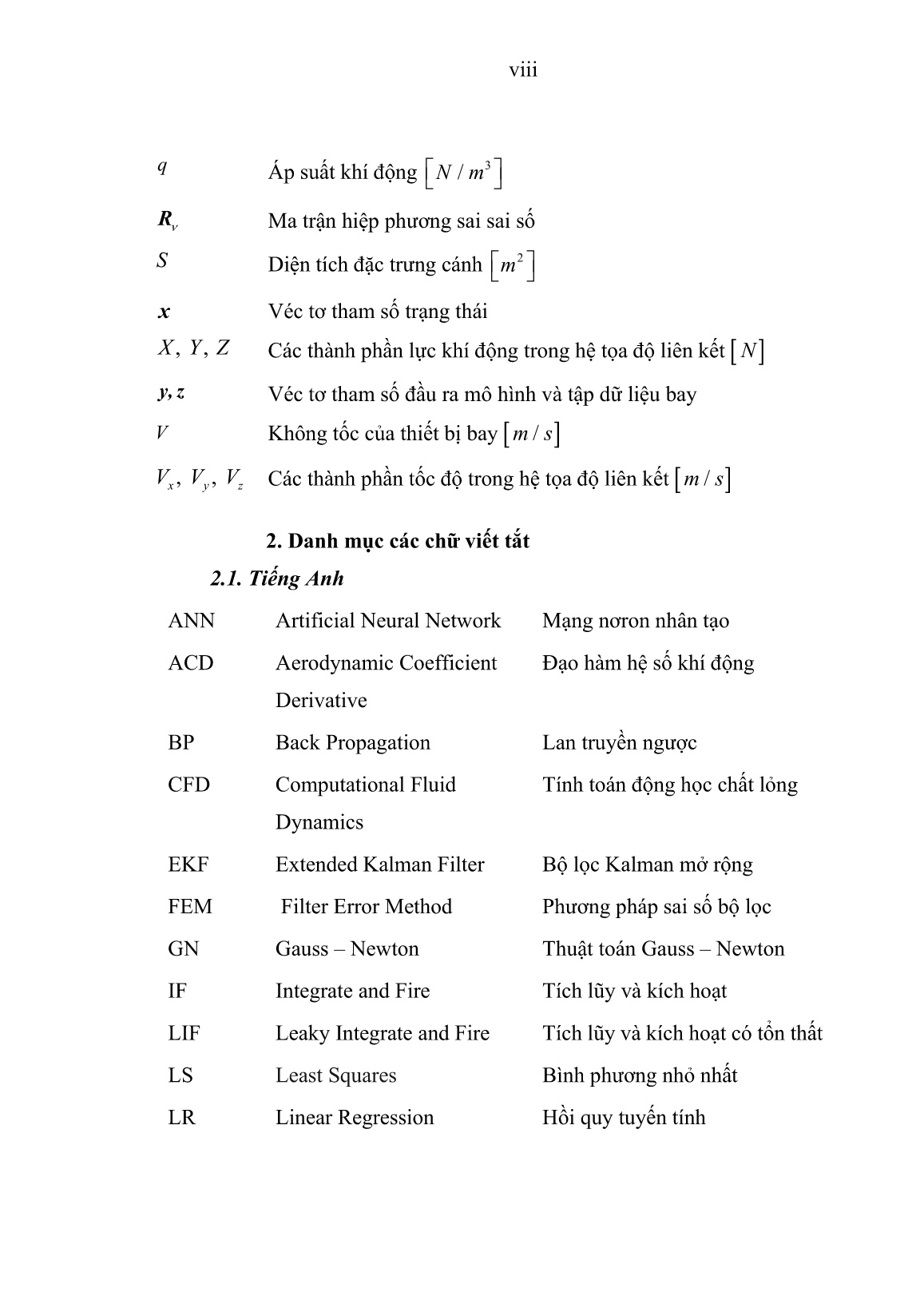 Luận án Ứng dụng mạng nơron nhận dạng các tham số khí động kênh độ cao nhằm nâng cao hiệu quả thiết kế thiết bị bay trang 10