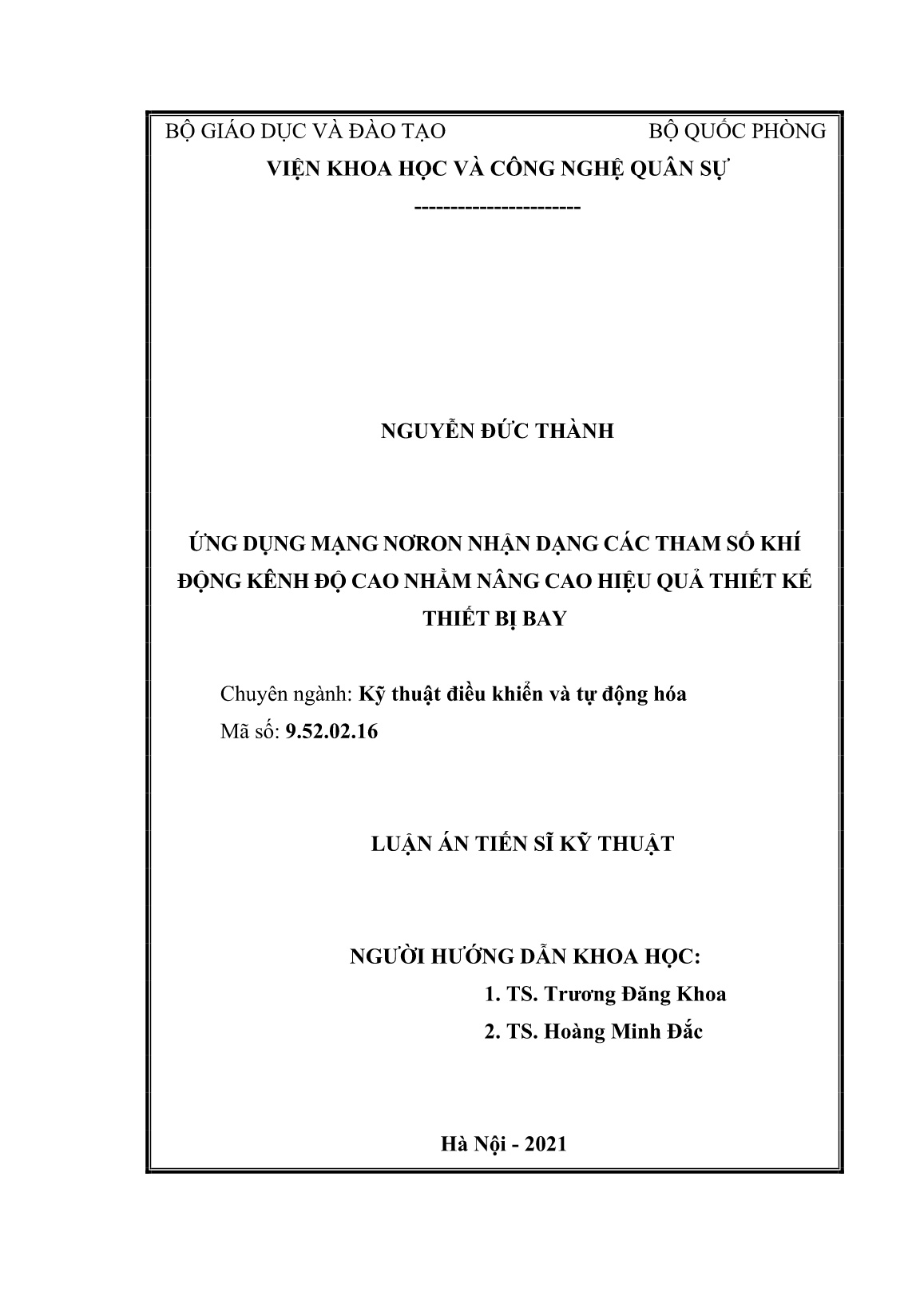 Luận án Ứng dụng mạng nơron nhận dạng các tham số khí động kênh độ cao nhằm nâng cao hiệu quả thiết kế thiết bị bay trang 2