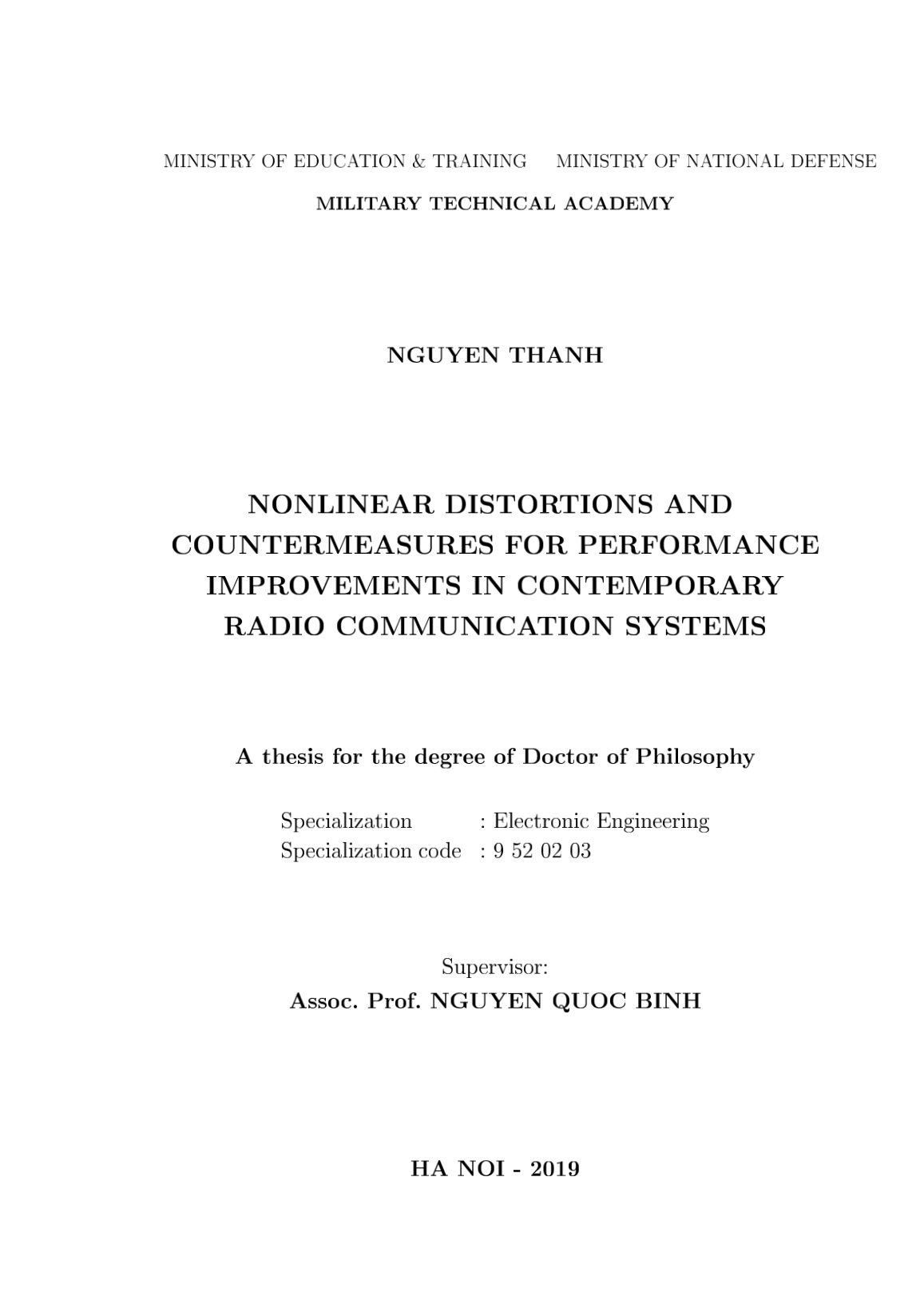 Luận án Nonlinear distortions and countermeasures for performance improvements in contemporary radio communication systems trang 2