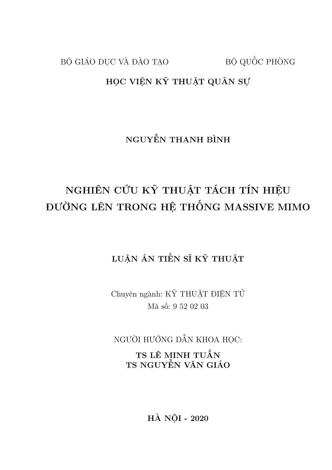 Luận án Nghiên cứu kỹ thuật tách tín hiệu đường lên trong hệ thống Massive Mimo trang 2