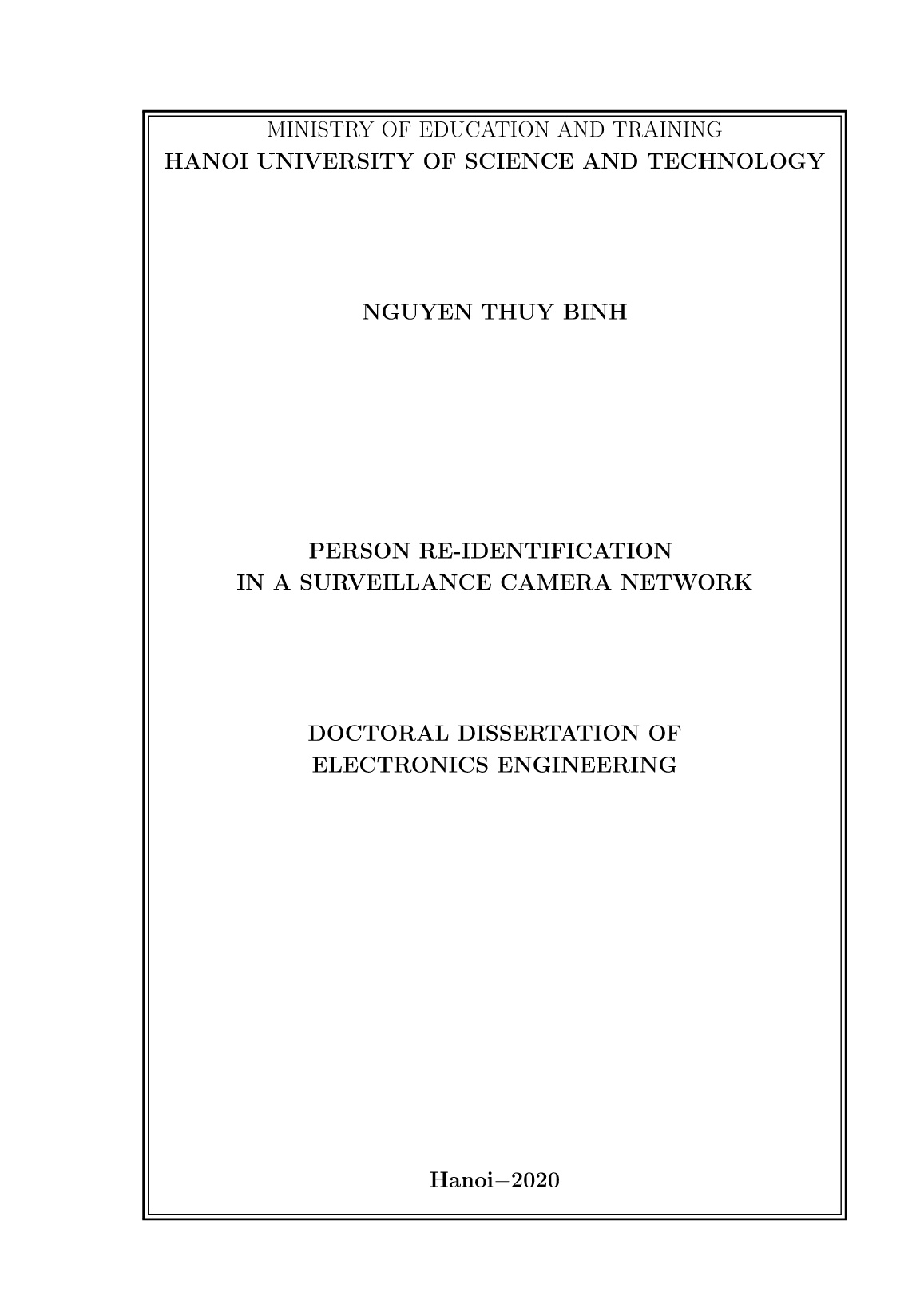 Luận án Person re-identification in a surveillance camera network trang 1