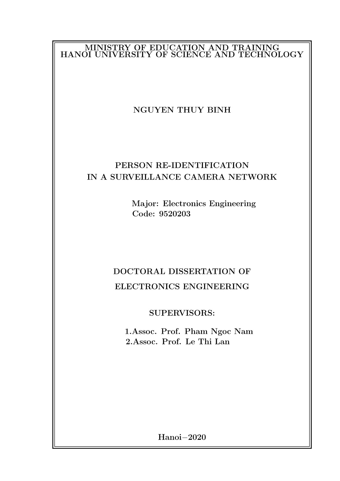 Luận án Person re-identification in a surveillance camera network trang 2