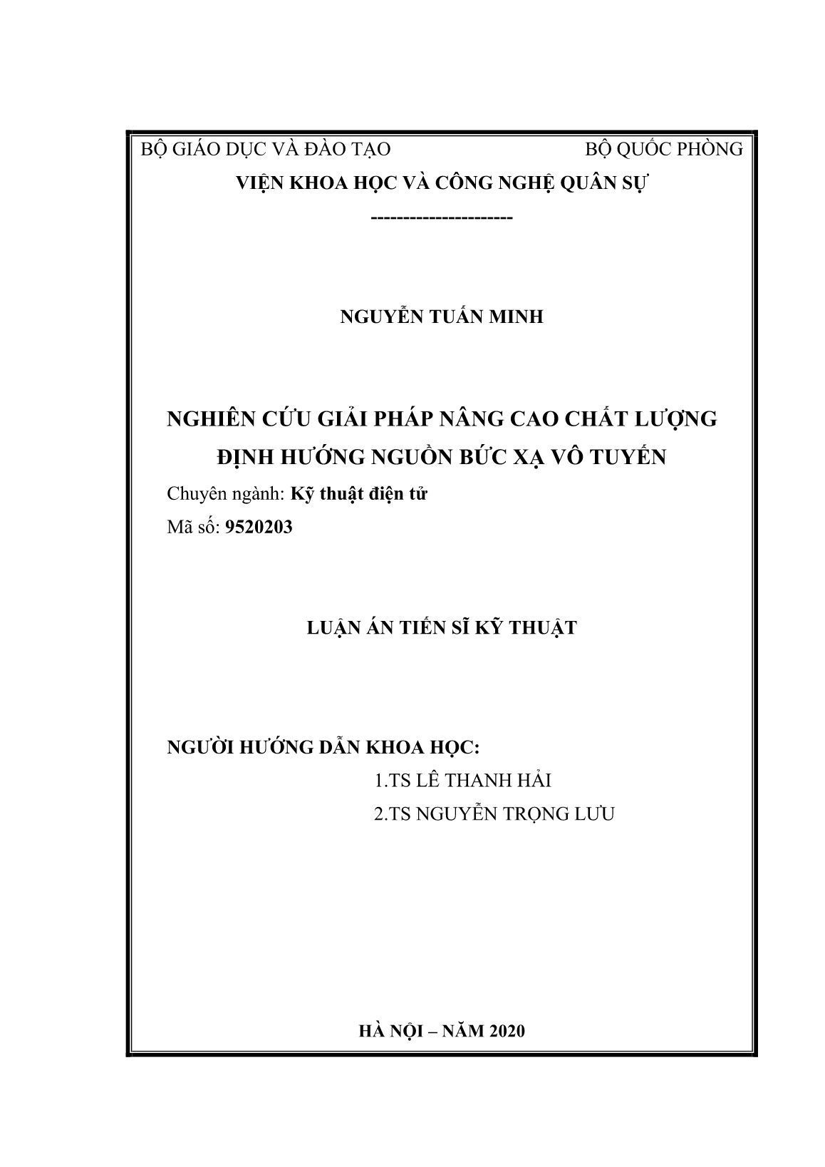 Luận án Nghiên cứu giải pháp nâng cao chất lượng định hướng nguồn bức xạ vô tuyến trang 2