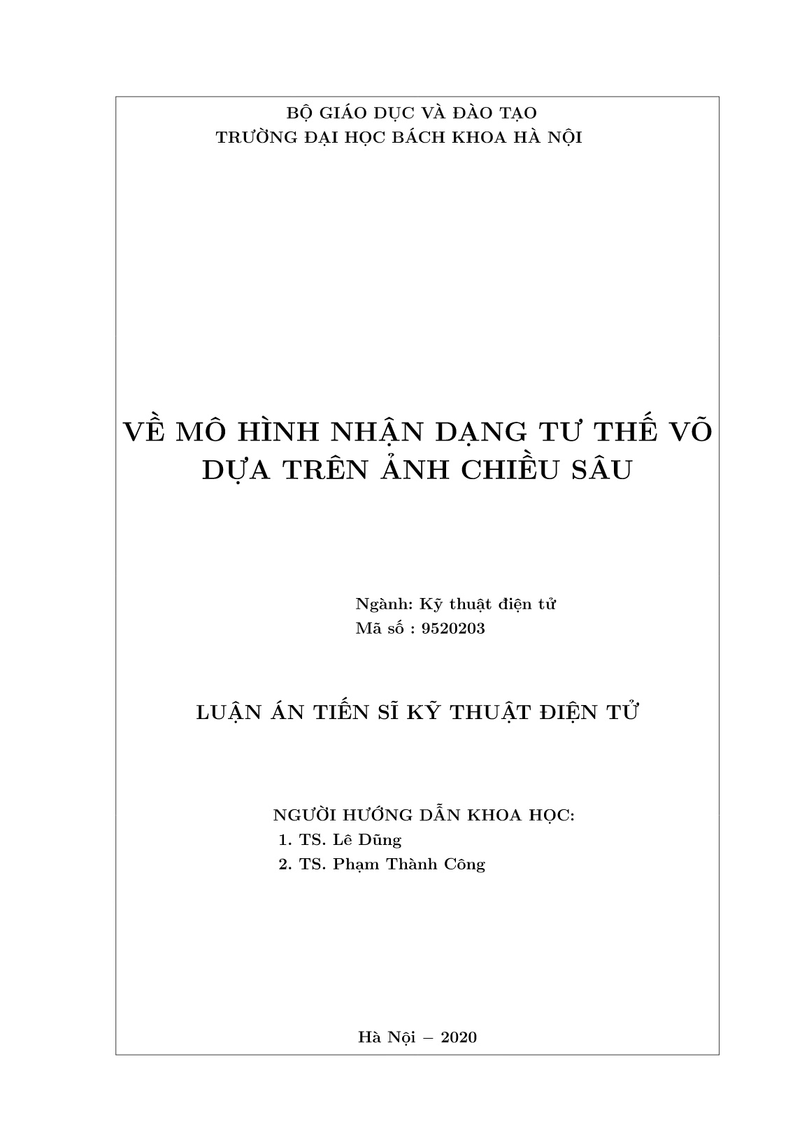 Luận án Về mô hình nhận dạng tư thế võ dựa trên ảnh chiều sâu trang 2