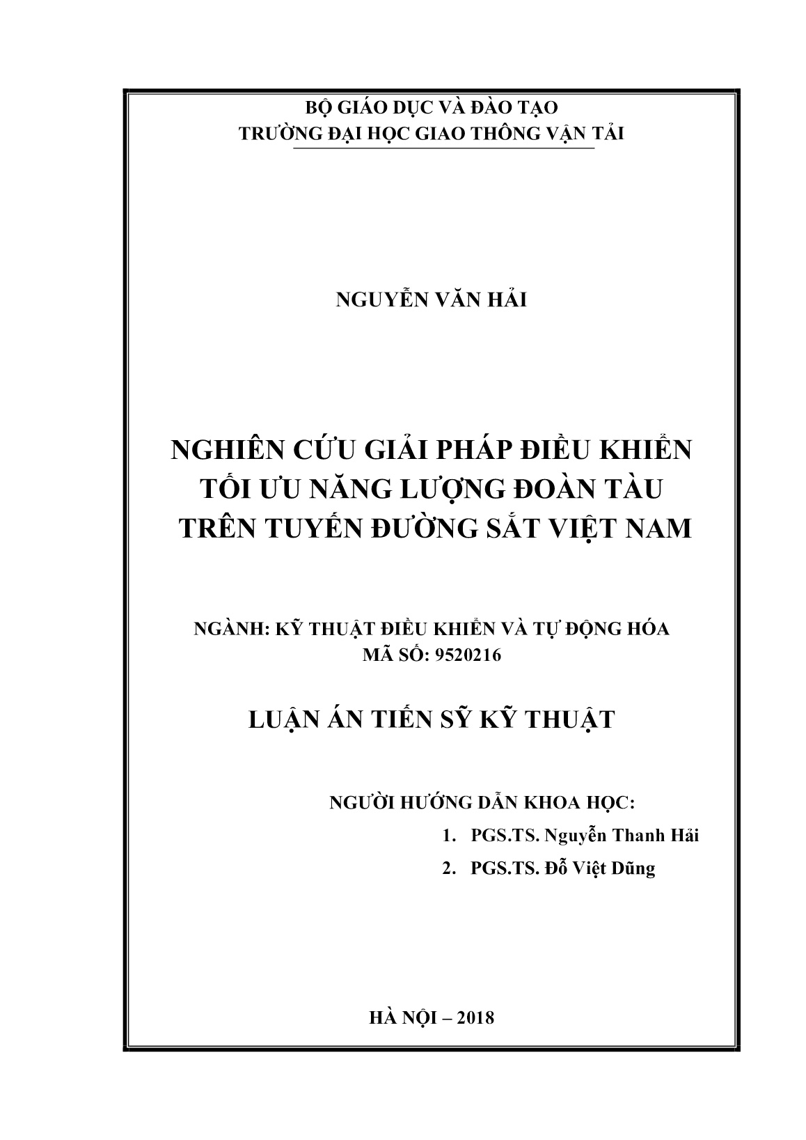 Luận án Nghiên cứu giải pháp điều khiển tối ưu năng lượng đoàn tàu trên tuyến đường sắt Việt Nam trang 2