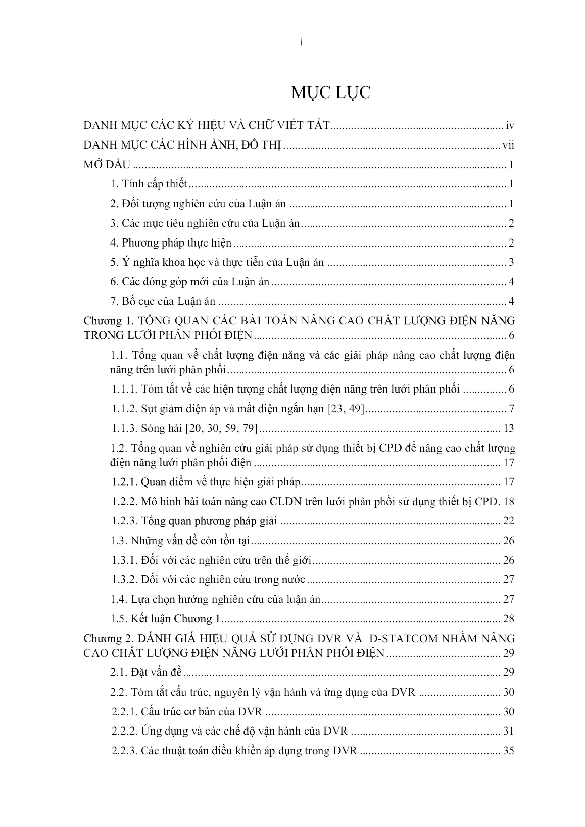 Luận án Nghiên cứu các giải pháp nâng cao chất lượng điện năng trong lưới phân phối điện sử dụng các thiết bị D-FACTS trang 1