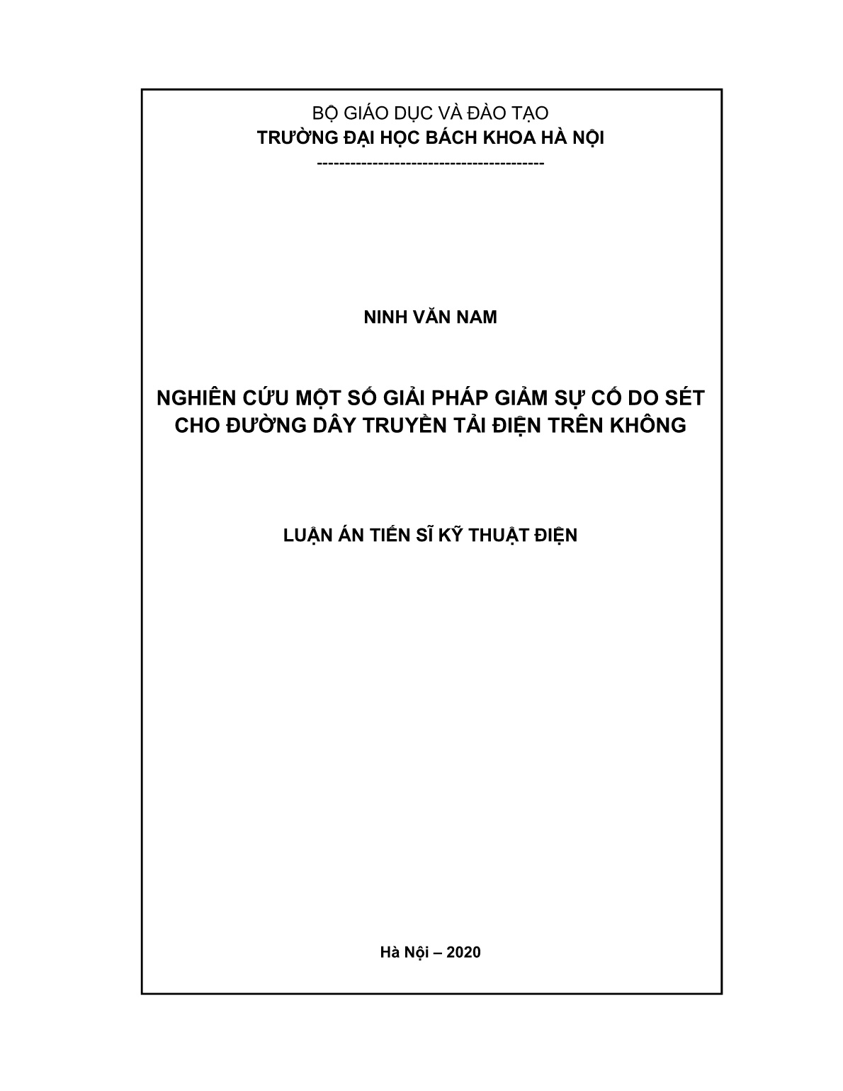 Luận án Nghiên cứu một số giải pháp giảm sự cố do sét cho đường dây truyền tải điện trên không trang 1