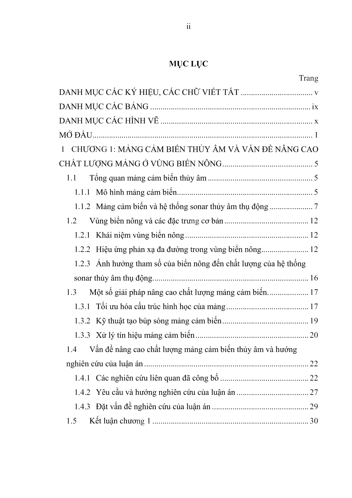 Luận án Nghiên cứu giải pháp nâng cao chất lượng mảng cảm biến thu tín hiệu thủy âm trong vùng biển nông trang 4