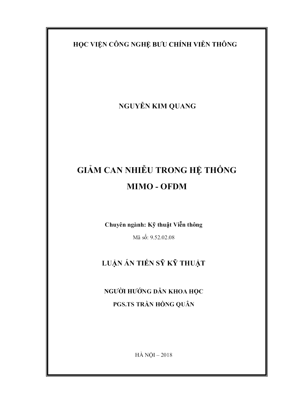 Luận án Giảm can nhiễu trong hệ thống MIMO - OFDM trang 1