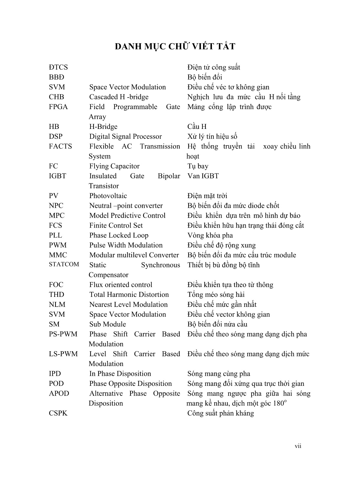Luận án Nghiên cứu các phương pháp điều chế và điều khiển bộ biến đổi bán dẫn công suất đa mức kiểu module hóa trang 7