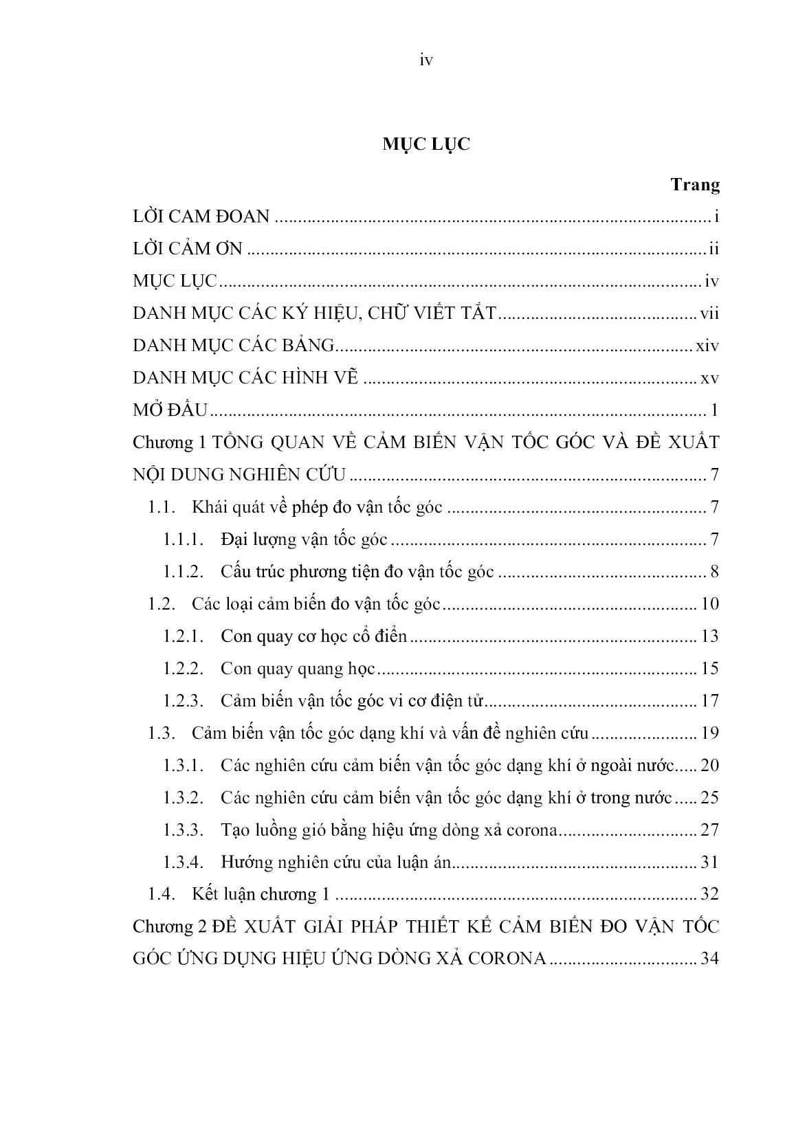 Luận án Nghiên cứu phát triển cảm biến đo vận tốc góc dựa trên hiệu ứng dòng xả corona trang 6