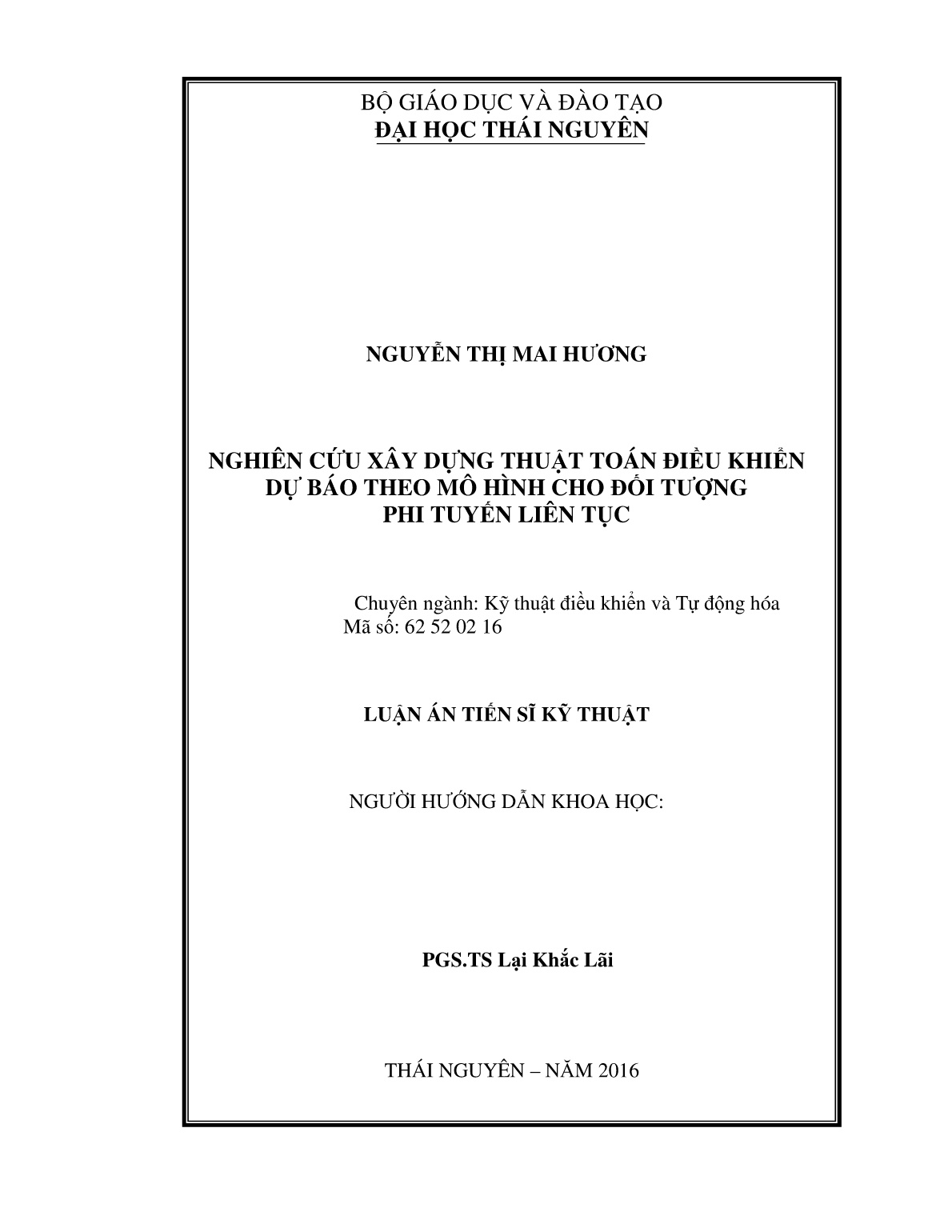 Luận án Nghiên cứu xây dựng thuật toán điều khiển dự báo theo mô hình cho đối tượng phi tuyến liên tục trang 2