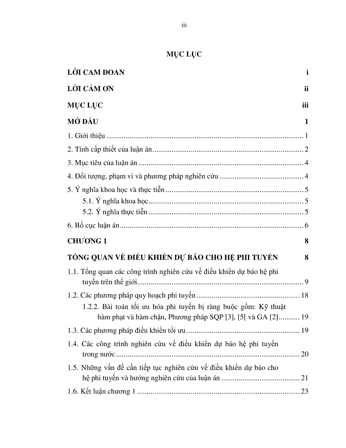 Luận án Nghiên cứu xây dựng thuật toán điều khiển dự báo theo mô hình cho đối tượng phi tuyến liên tục trang 4