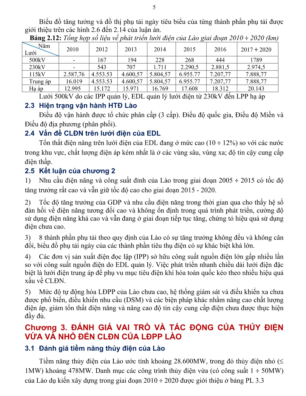 Luận án Nghiên cứu nâng cao chất lượng điện năng và giảm tổn thất trong lưới điện phân phối, ứng dụng vào lưới điện của công ty điện lực Lào (EDL) trang 5