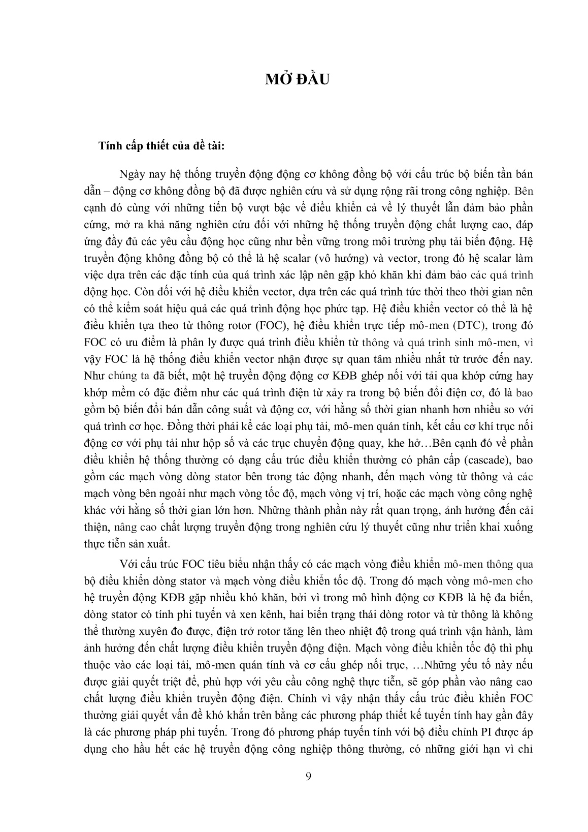 Luận án Nghiên cứu tổng hợp cấu trúc điều khiển véc tơ truyền động động cơ không đồng bộ với tải có khớp nối mềm trang 9