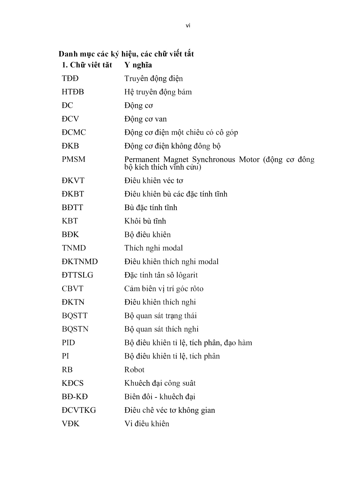 Luận án Nâng cao chất lượng các hệ truyền động bám công suất nhỏ trên cơ sở điều khiển bù đặc tính tĩnh và thích nghi modal trang 8