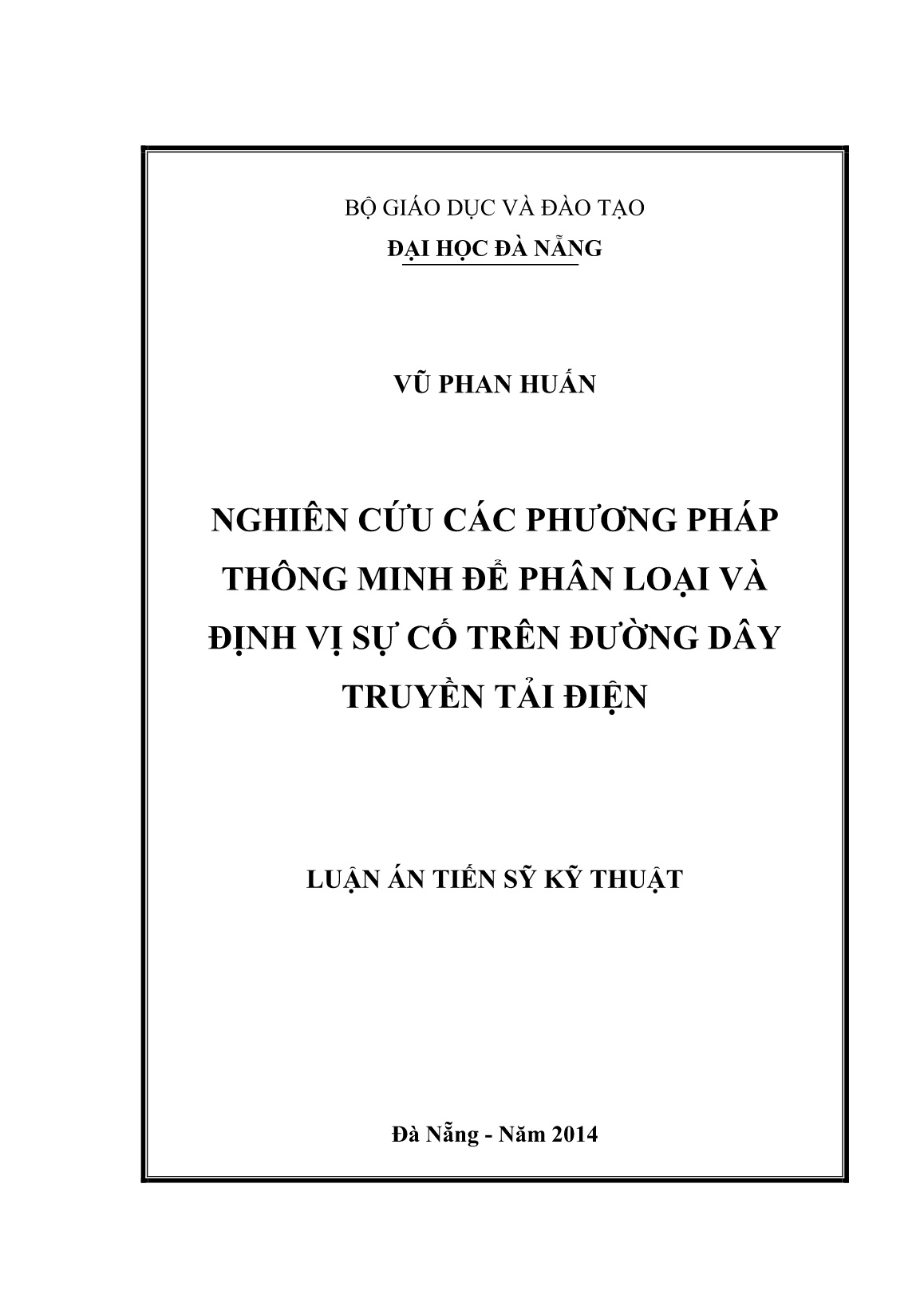 Luận án Nghiên cứu các phương pháp thông minh để phân loại và định vị sự cố trên đường dây truyền tải điện trang 1