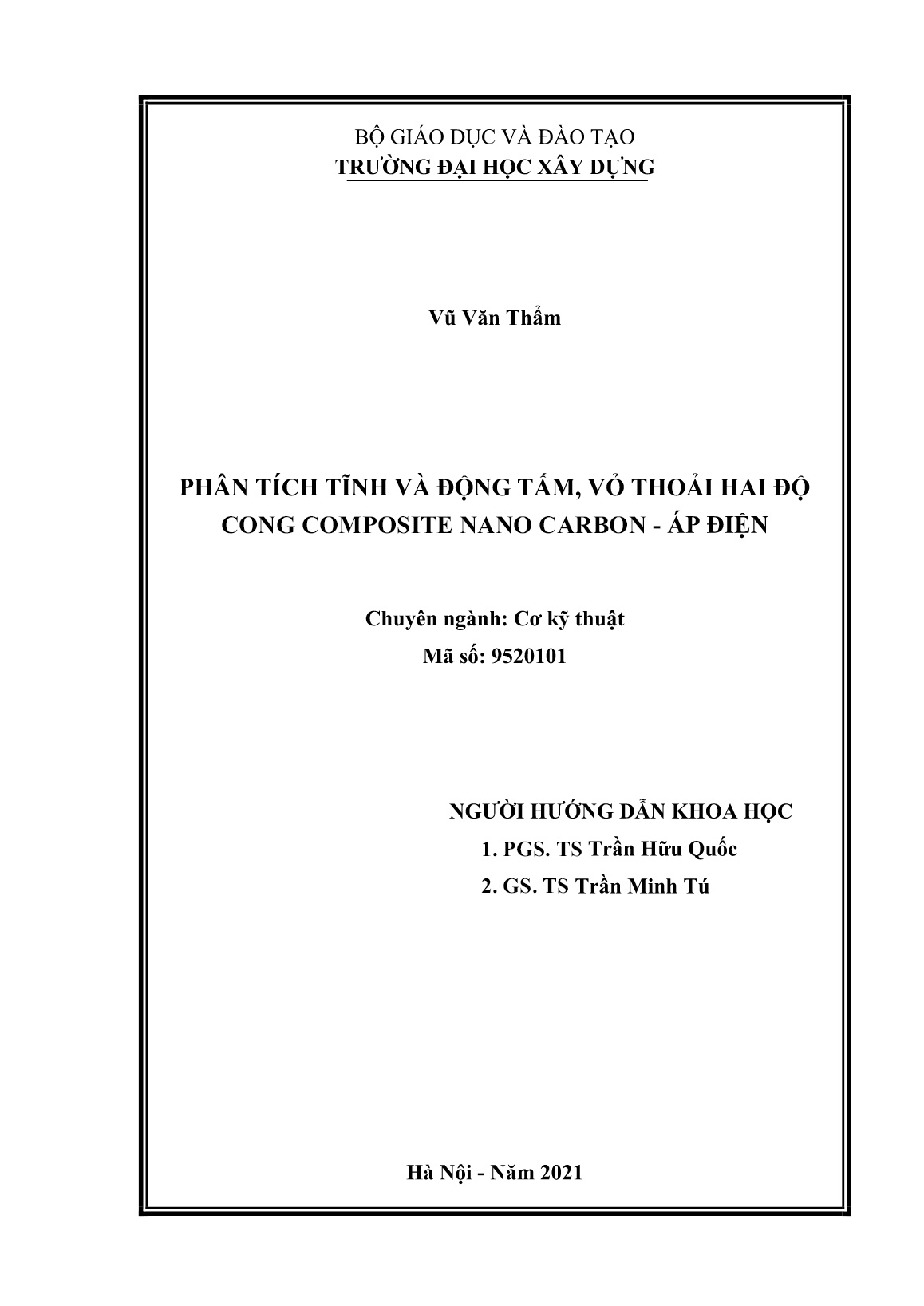 Luận án Phân tích tĩnh và động tấm, vỏ thoải hai độ cong Composite nano carbon - áp điện trang 2