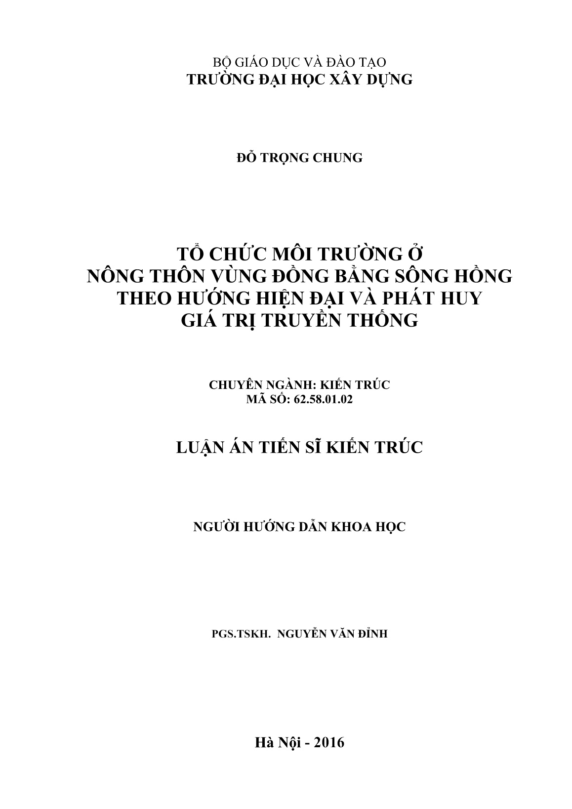 Luận án Tổ chức môi trường ở nông thôn vùng đồng bằng sông Hồng theo hướng hiện đại và phát huy giá trị truyền thống trang 2