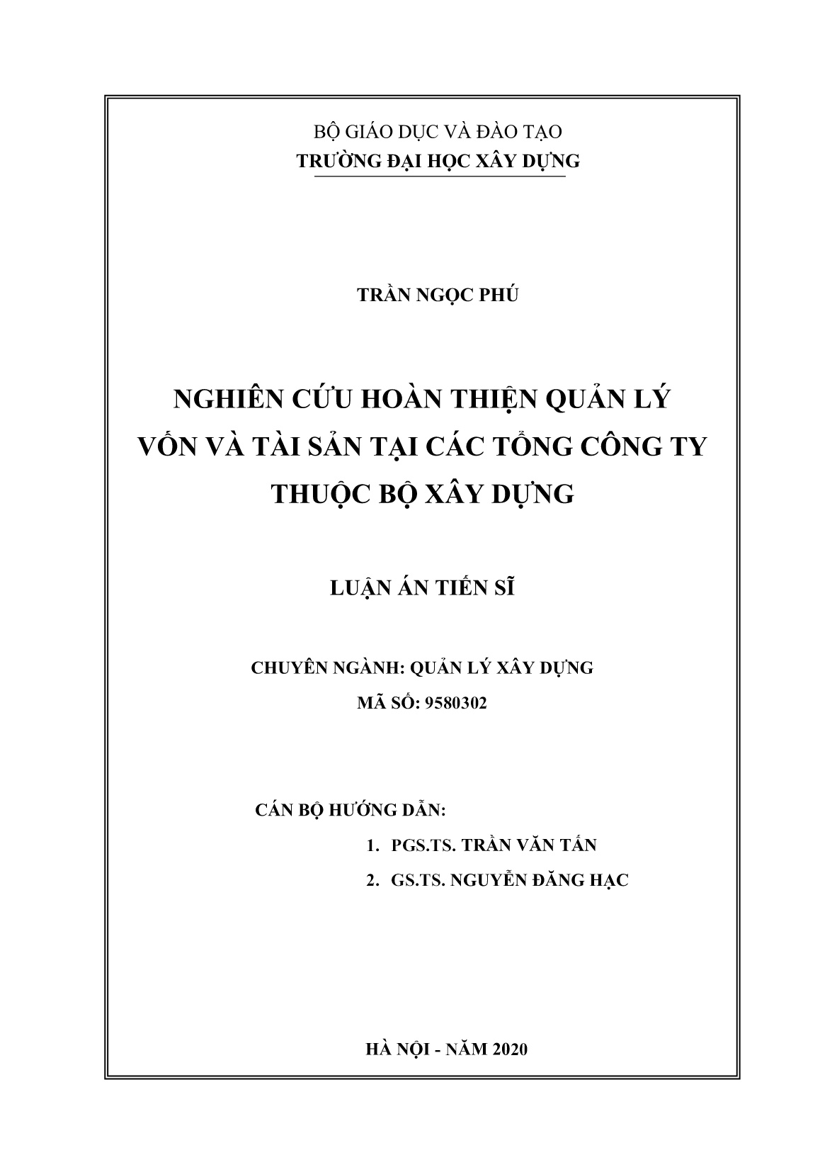 Luận án Nghiên cứu hoàn thiện quản lý vốn và tài sản tại các tổng công ty thuộc bộ xây dựng trang 2