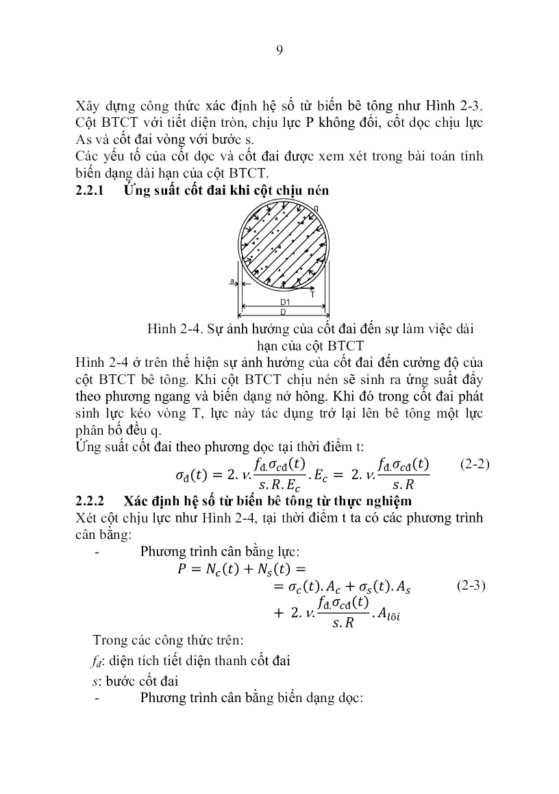 Tóm tắt Luận án Nghiên cứu thực nghiệm về biến dạng dài hạn cột bê tông cốt thép chịu nén đúng tâm trang 9