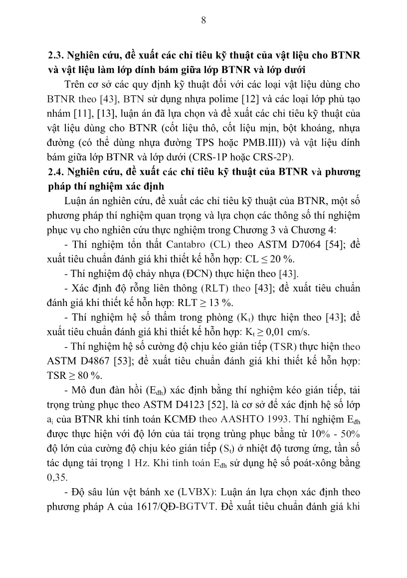Tóm tắt Luận án Nghiên cứu các đặc tính chủ yếu của bê tông nhựa rỗng (porous ASPhalt) dùng làm lớp mặt cho đường ô tô cấp cao ở Việt Nam trang 10