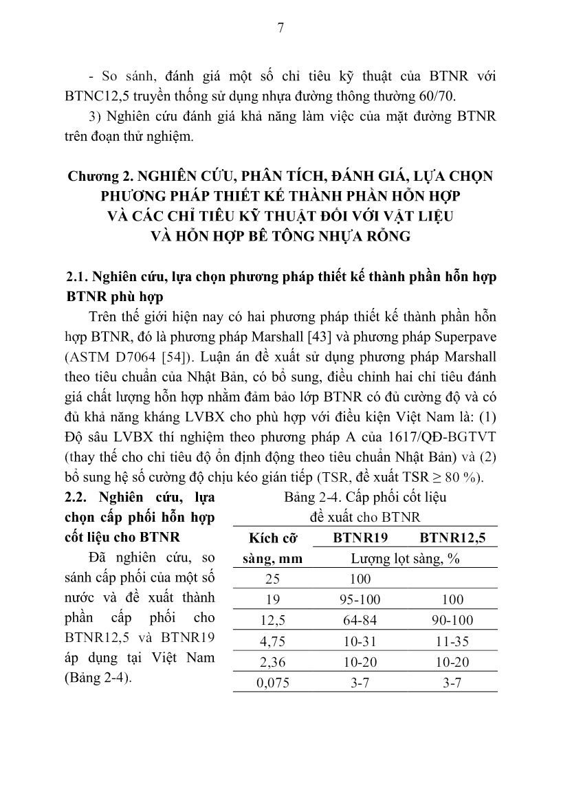 Tóm tắt Luận án Nghiên cứu các đặc tính chủ yếu của bê tông nhựa rỗng (porous ASPhalt) dùng làm lớp mặt cho đường ô tô cấp cao ở Việt Nam trang 9