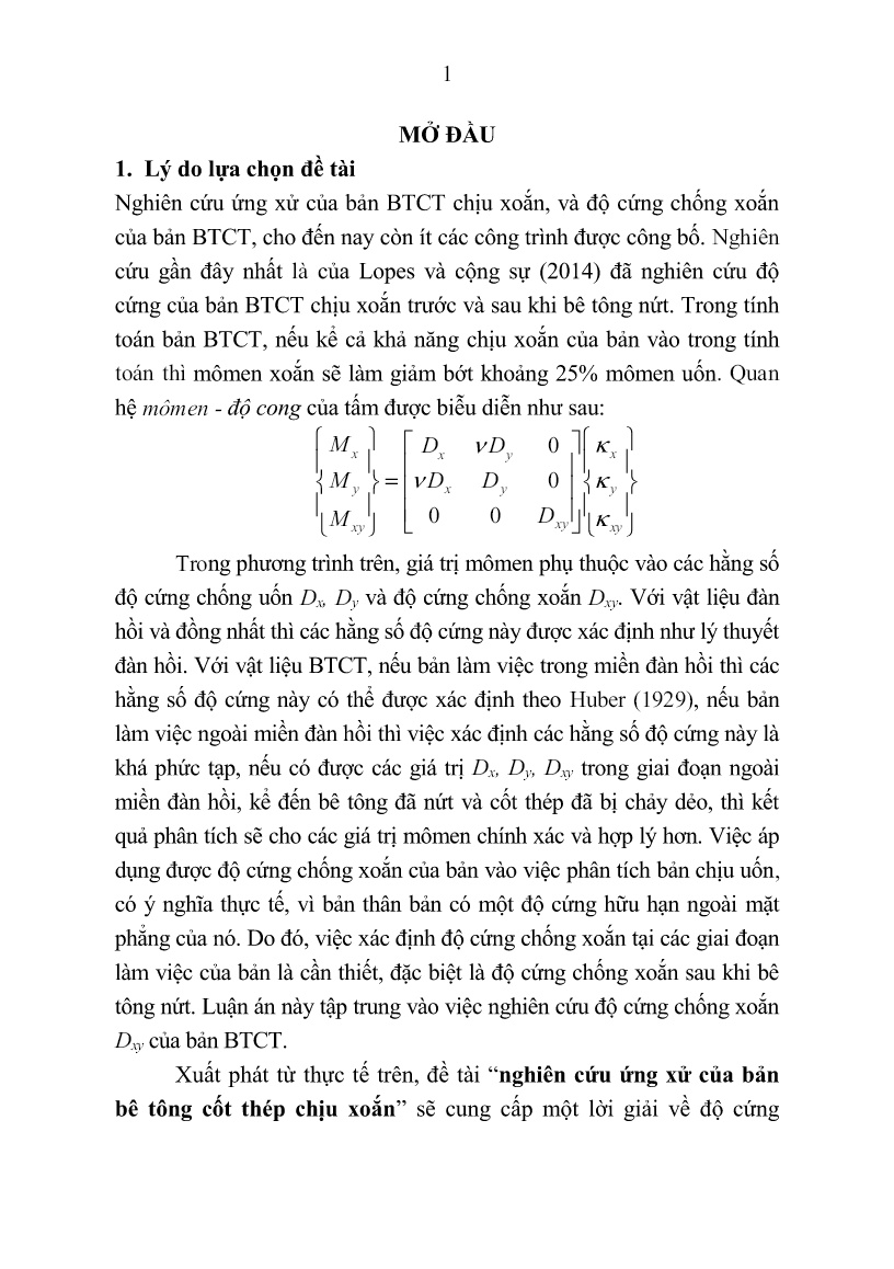 Tóm tắt Luận án Nghiên cứu ứng xử của bản bê tông cốt thép chịu xoắn trang 3