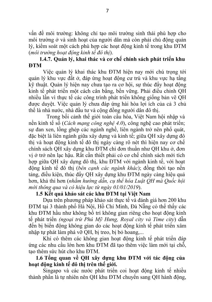 Tóm tắt Luận án Quy hoạch xây dựng khu đô thị mới với tác động của hoạt động kinh tế đô thị trong điều kiện Việt Nam trang 10