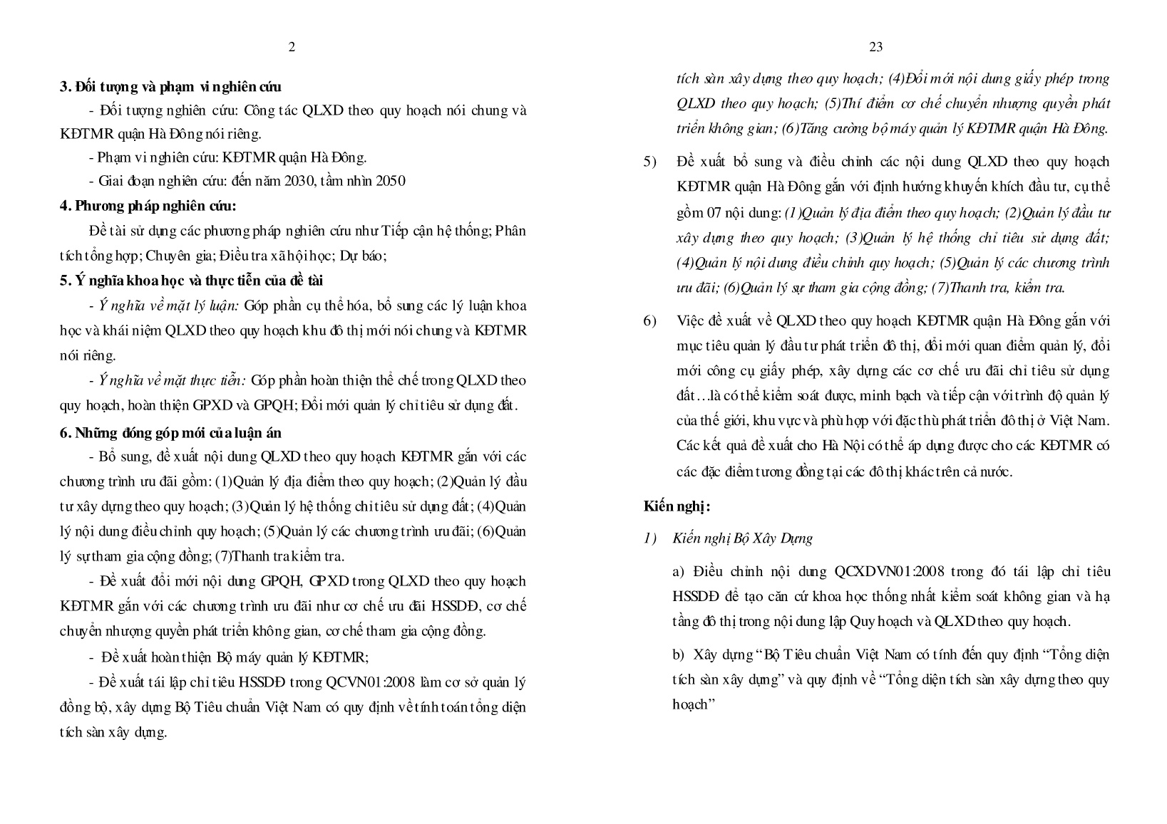 Tóm tắt Luận án Quản lý xây dựng theo quy hoạch khu đô thị mở rộng Quận Hà Đông, Thành phố Hà Nội trang 2