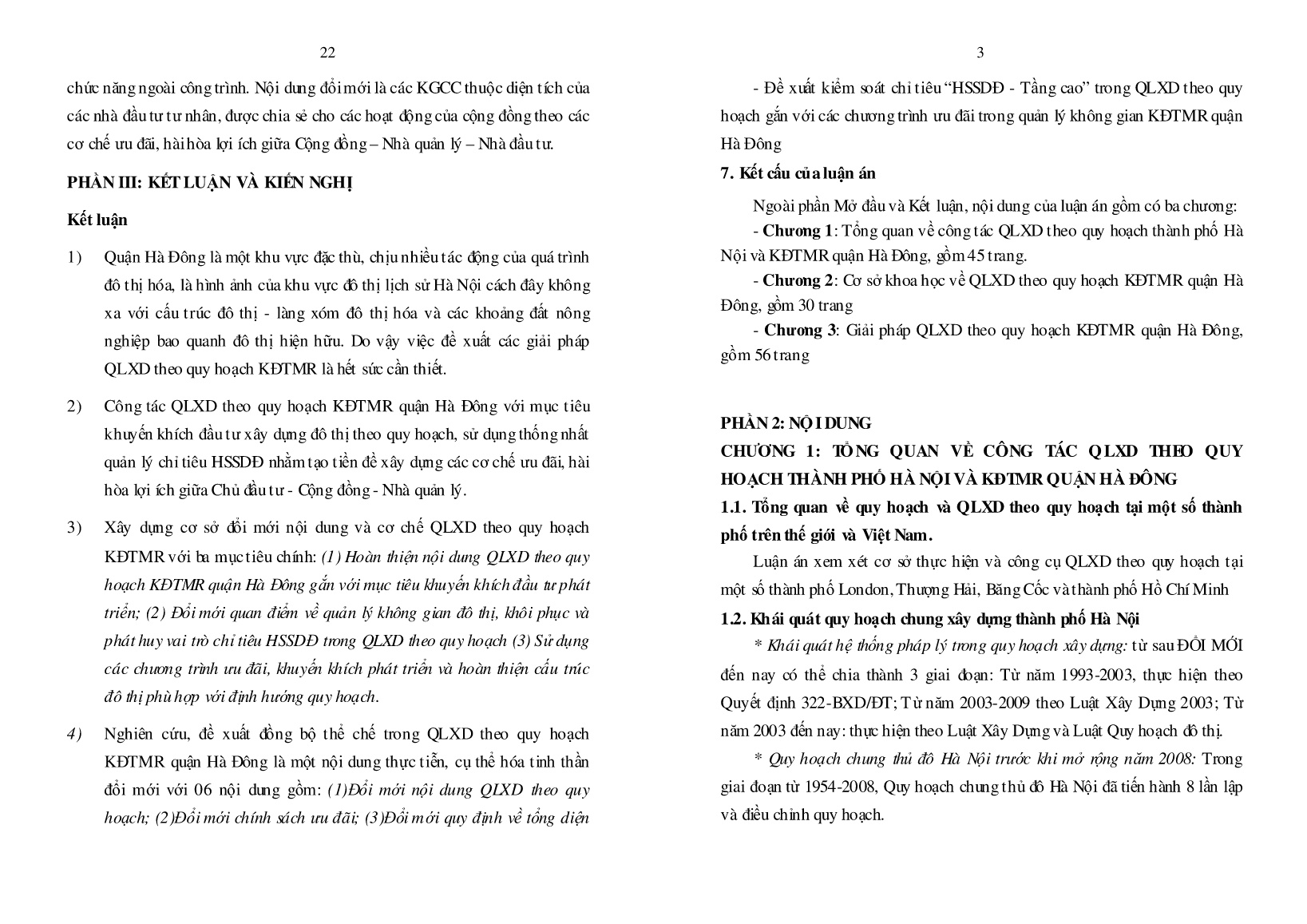 Tóm tắt Luận án Quản lý xây dựng theo quy hoạch khu đô thị mở rộng Quận Hà Đông, Thành phố Hà Nội trang 3