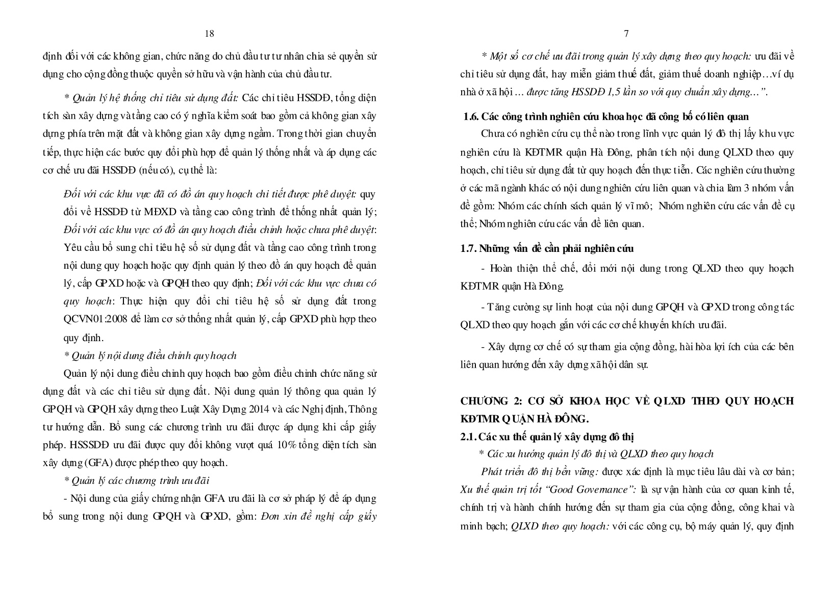 Tóm tắt Luận án Quản lý xây dựng theo quy hoạch khu đô thị mở rộng Quận Hà Đông, Thành phố Hà Nội trang 7