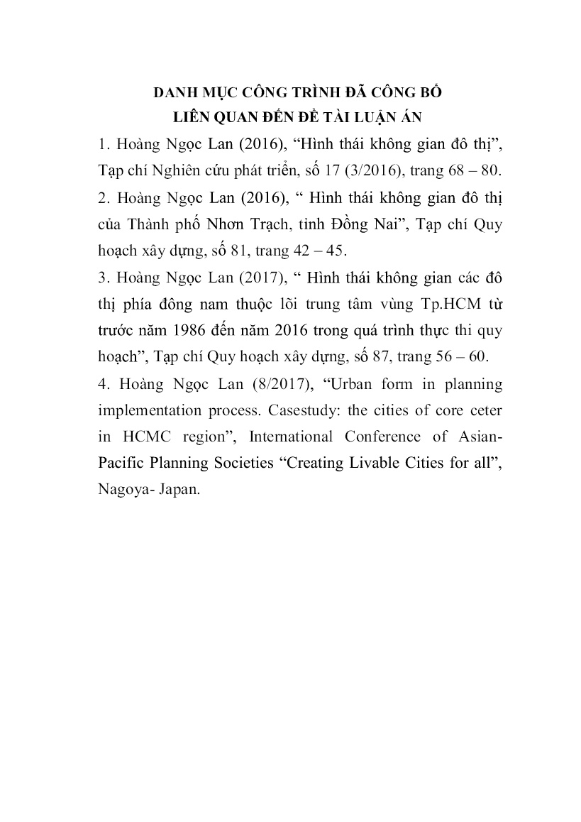 Tóm tắt Luận án Hình thái không gian các đô thị phía đông nam thuộc lõi trung tâm vùng Thành phố Hồ Chí Minh trang 3