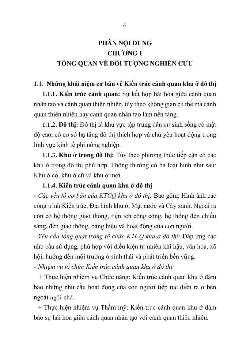 Tóm tắt Luận án Tổ chức kiến trúc cảnh quan khu ở nhằm nâng cao chất lượng môi trường sống đô thị tại Thành phố Huế trang 6