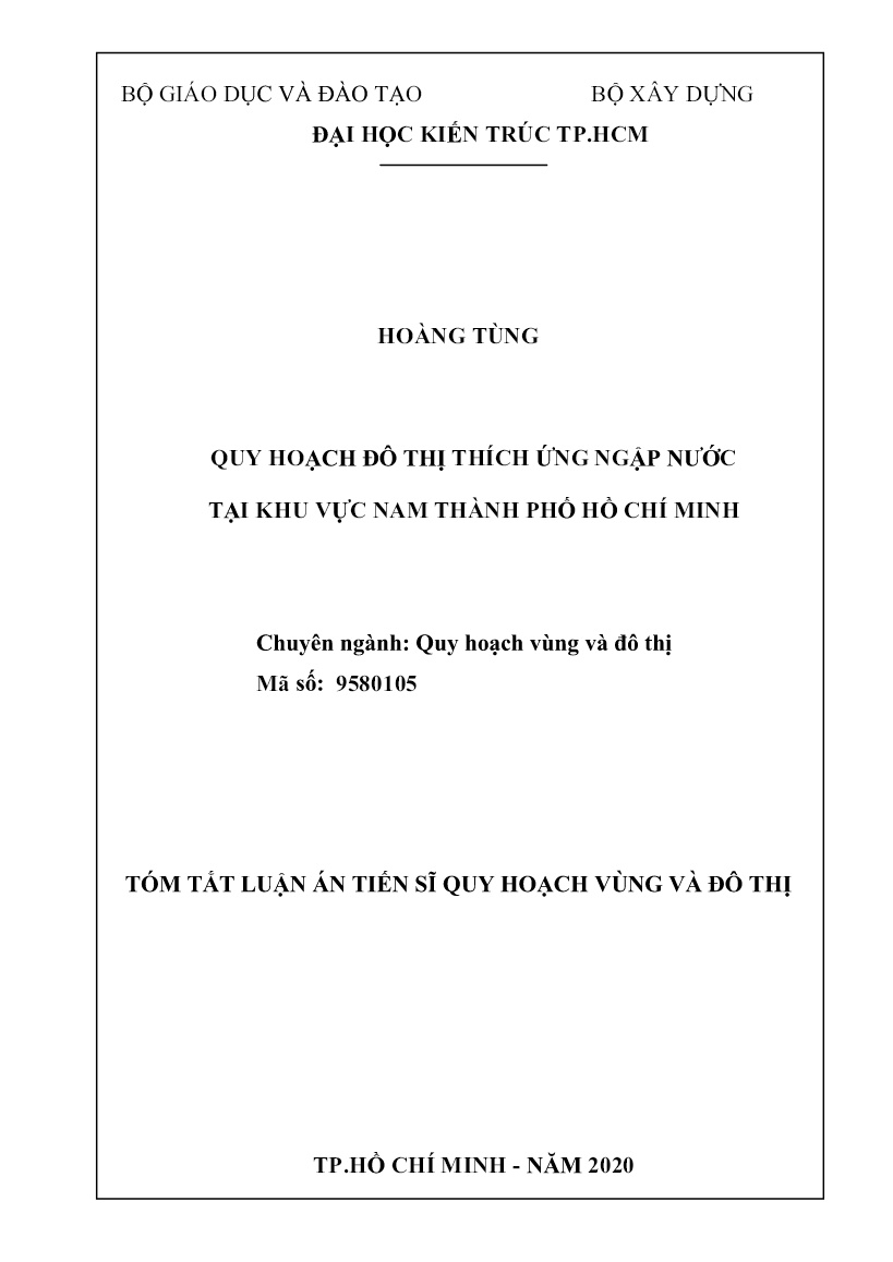 Tóm tắt Luận án Quy hoạch đô thị thích ứng ngập nước tại khu vực Nam Thành phố Hồ Chí Minh trang 1