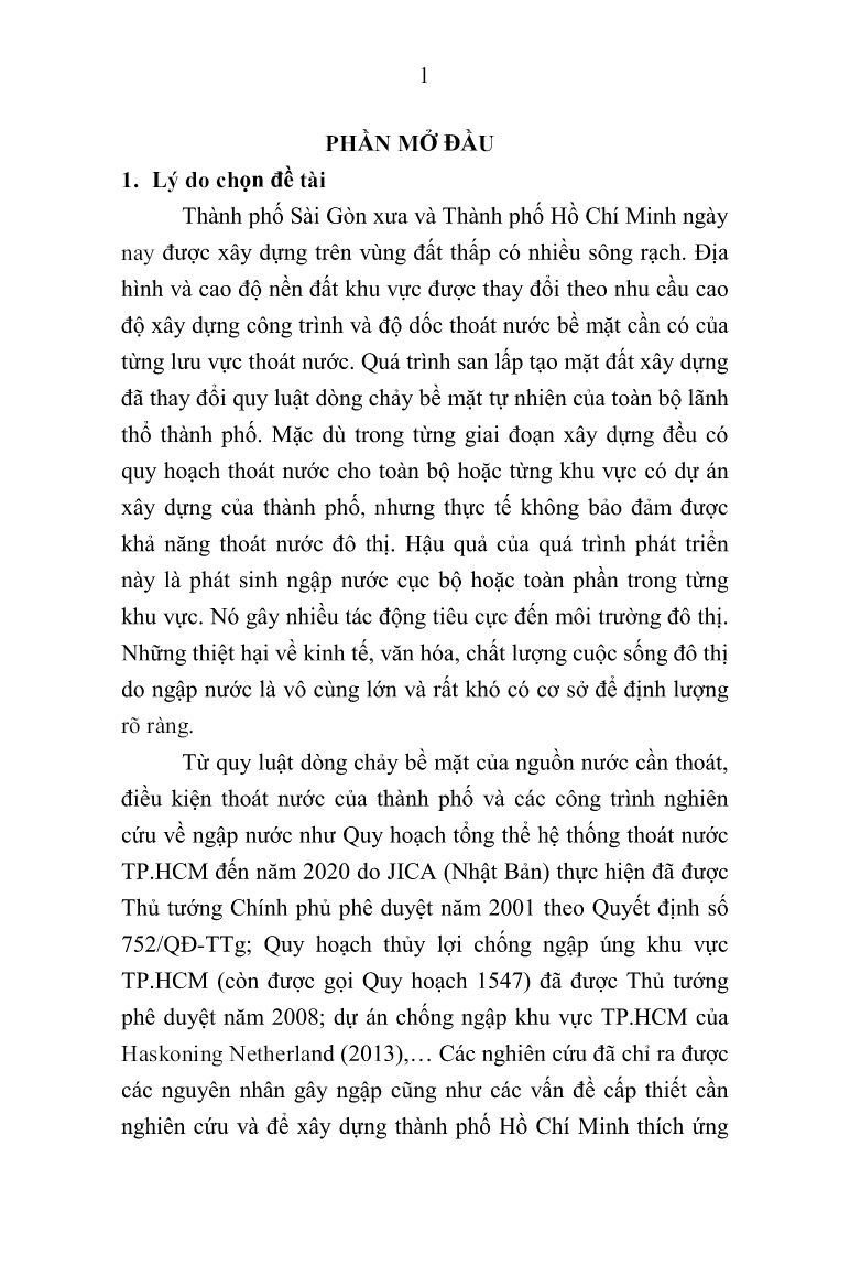 Tóm tắt Luận án Quy hoạch đô thị thích ứng ngập nước tại khu vực Nam Thành phố Hồ Chí Minh trang 4