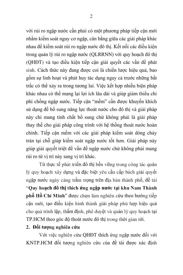 Tóm tắt Luận án Quy hoạch đô thị thích ứng ngập nước tại khu vực Nam Thành phố Hồ Chí Minh trang 5