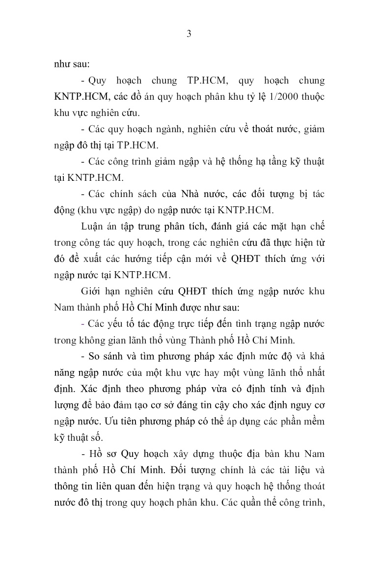 Tóm tắt Luận án Quy hoạch đô thị thích ứng ngập nước tại khu vực Nam Thành phố Hồ Chí Minh trang 6