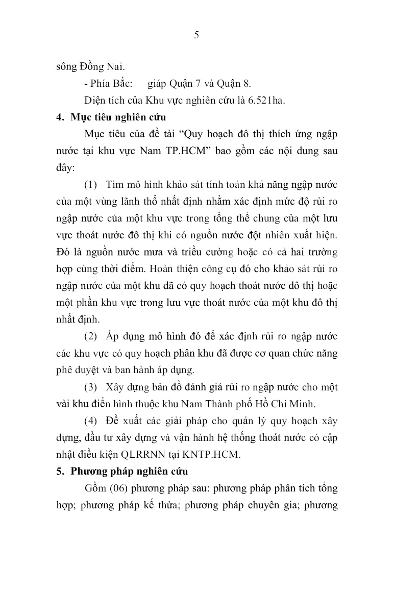 Tóm tắt Luận án Quy hoạch đô thị thích ứng ngập nước tại khu vực Nam Thành phố Hồ Chí Minh trang 8