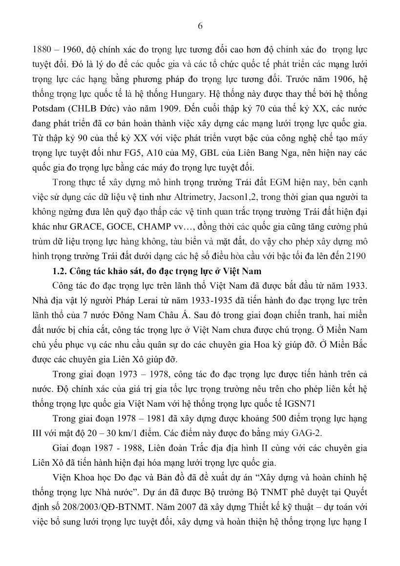 Tóm tắt Luận án Nghiên cứu phương pháp hiệu chỉnh các hệ số điều hòa cầu của mô hình trọng trường trái đất EGM2008 bằng dữ liệu trọng lực ở Việt Nam trang 8