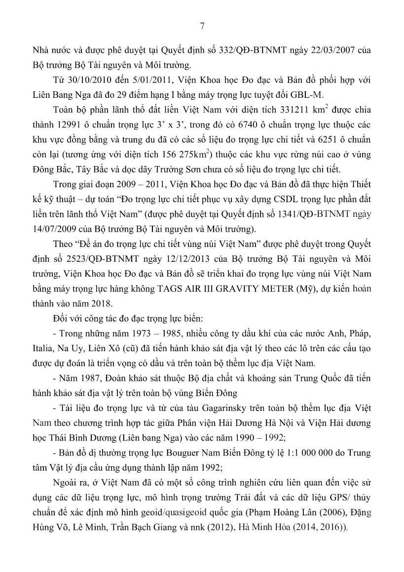 Tóm tắt Luận án Nghiên cứu phương pháp hiệu chỉnh các hệ số điều hòa cầu của mô hình trọng trường trái đất EGM2008 bằng dữ liệu trọng lực ở Việt Nam trang 9