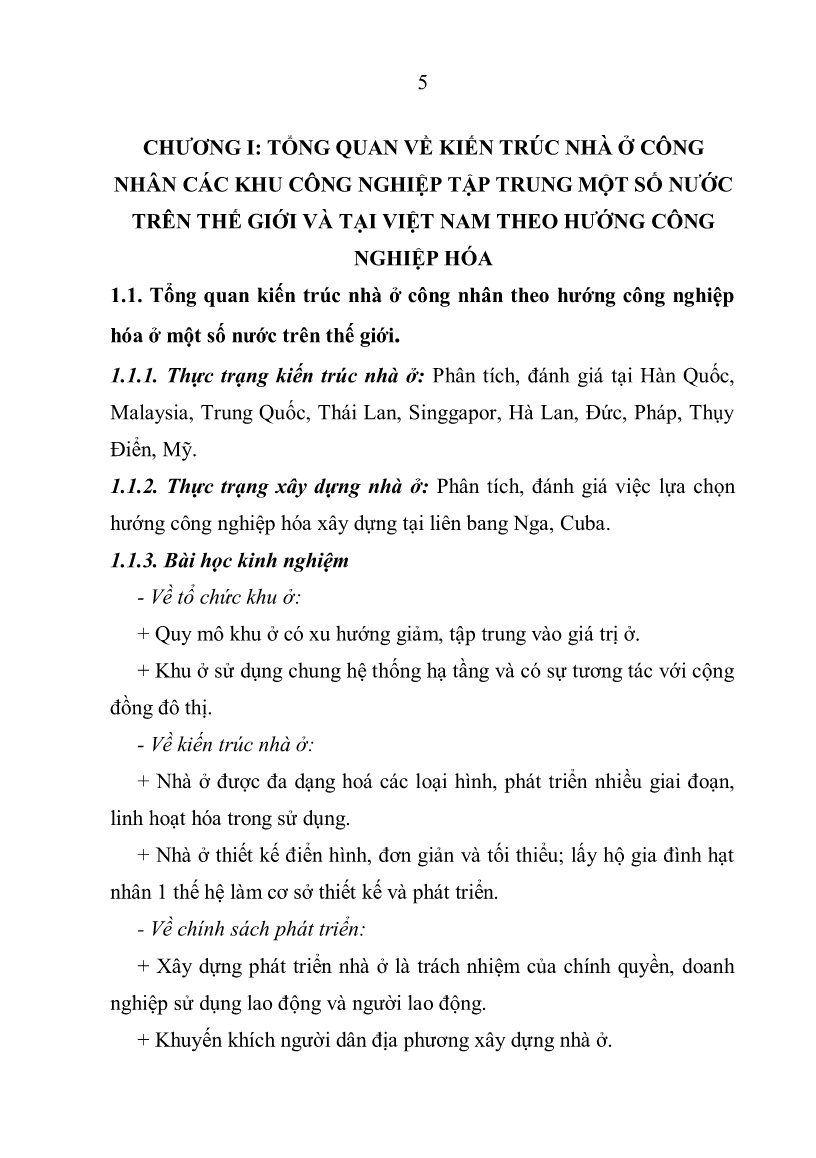 Tóm tắt Luận án Kiến trúc nhà ở công nhân các khu công nghiệp tập trung tại Hải Phòng theo hướng công nghiệp hóa xây dựng trang 5