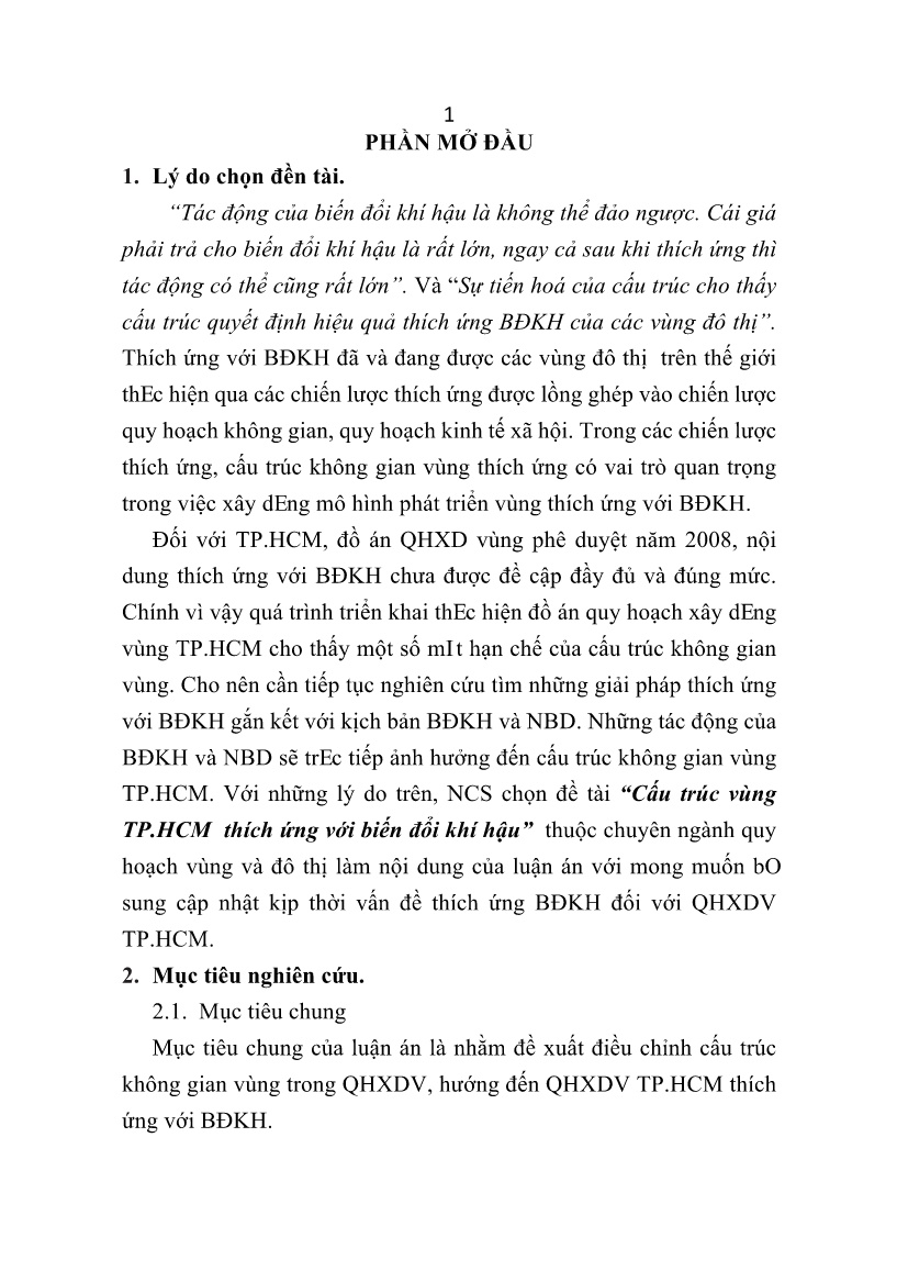 Tóm tắt Luận án Cấu trúc vùng Thành phố Hồ Chí Minh thích ứng với biến đổi khí hậu trang 3