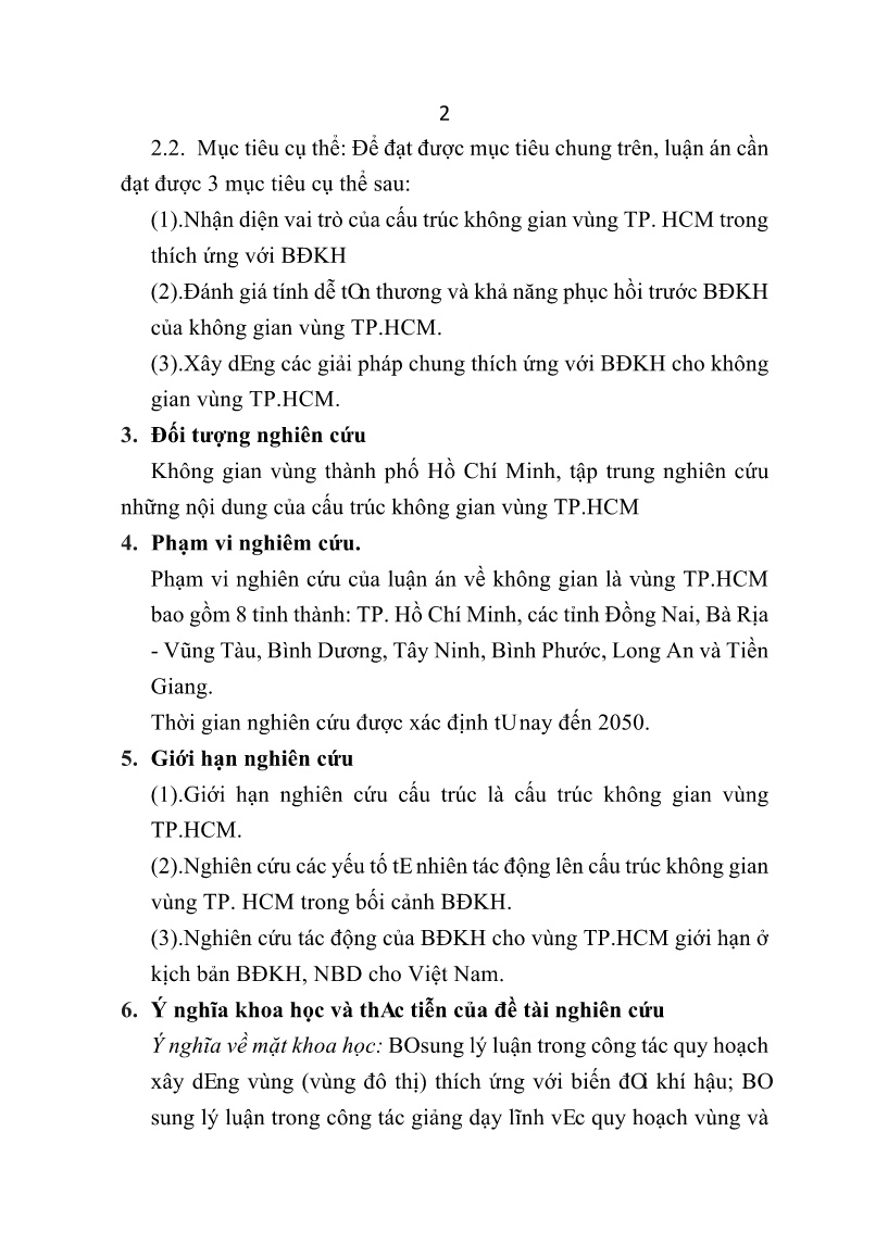 Tóm tắt Luận án Cấu trúc vùng Thành phố Hồ Chí Minh thích ứng với biến đổi khí hậu trang 4