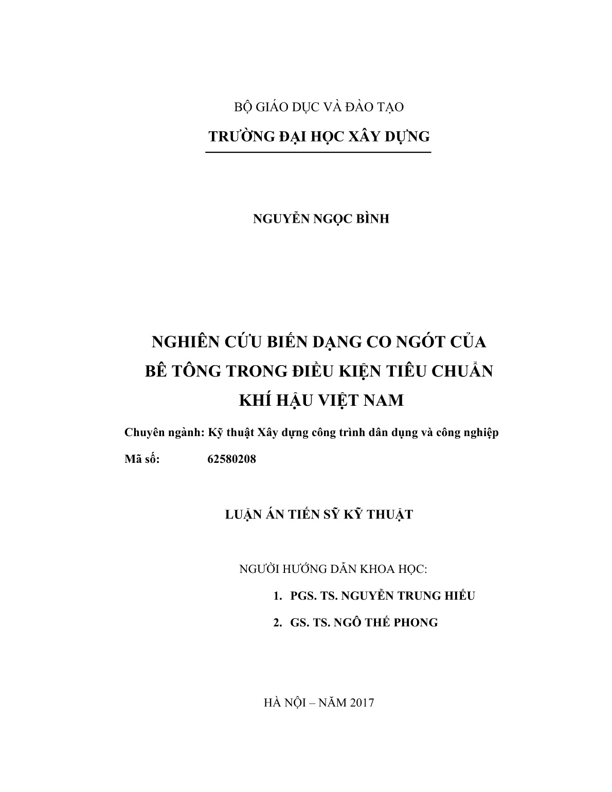 Luận án Nghiên cứu biến dạng co ngót của bê tông trong điều kiện tiêu chuẩn khí hậu Việt Nam trang 2