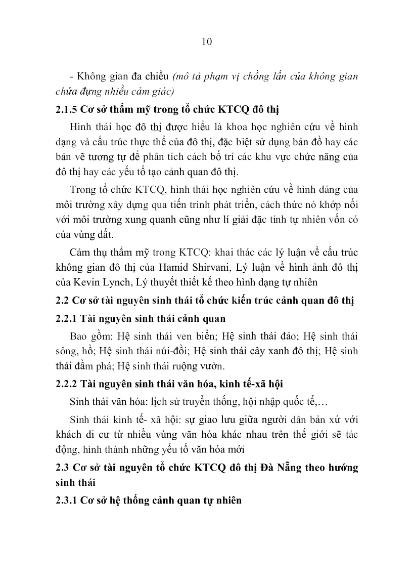 Tóm tắt Luận án Nghiên cứu giải pháp tổ chức KTCQ đô thị theo hướng sinh thái trong giai đoạn hiện nay trang 10